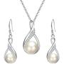 EleQueen 925 Sterling Silver CZ Freshwater Cultured Pearls Bridal Pendant Necklace Earrings Wedding Jewelry Sets