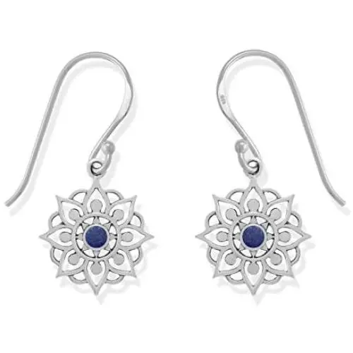 Boma Jewelry Sterling Silver Bohemian Lotus Flower Dangle Earrings Boma Jewelry Sterling Silver Bohemian Lotus Flower Dangle Earrings