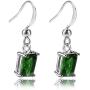 RIZILIA Dangle Drop Pierced Earrings with Rectangular Cut CZ [9 Colors available] in White Gold Plated, Simple Modern Elegant