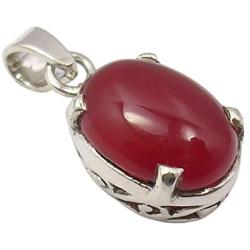 SilverStarJewel Sterling Silver Natural Carnelian Pendant 1'' Stone Jewelry