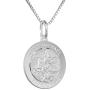 Sterling Silver St Michael Medal Necklace 3/4 inch Round Italy 0.8mm Chain