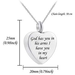 God has You in his arms with Angel Wing Charm Cremation Ashes Jewelry Keepsake Memorial Urn Necklace with Birthstone Crystal