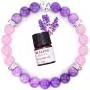Healing Trust Amethyst Crystal Rose Quartz Bracelet for Women Lava Rock Aromatherapy Diffuser Bracelet with Lavender Essential Oil, Love Chakra Peace Happy Br
