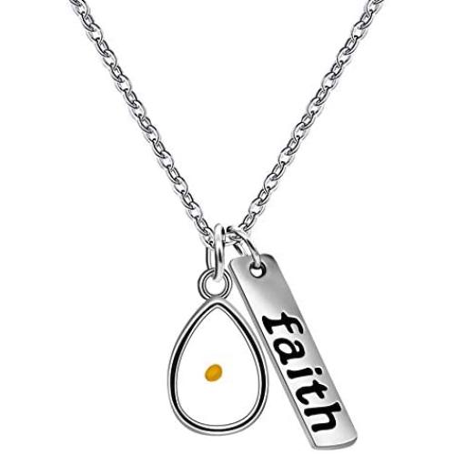 Stainless Steel Faith Real Mustard Seed Pendant Necklace Charm Jewelry for Christian Inspirational Gift Y559