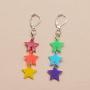 Cute Resin Heart-shaped Dangle Drop Earring Funny Cartoonn Rainbow Color stars Drop Earrings Acrylic Interlocking Heart Tassel Earrings for Women Girls Jewelry Gift