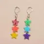 Cute Resin Heart-shaped Dangle Drop Earring Funny Cartoonn Rainbow Color stars Drop Earrings Acrylic Interlocking Heart Tassel Earrings for Women Girls Jewelry Gift