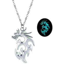 Luminous Dragon Necklace for Women Men Domineering Glowing Flame Dragon Pendant Necklace Glow in The Dark Hallowen Gurad Jewelry