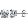 18K Gold Plated 925 Sterling Silver Stud Earrings Simulated Diamond Round CZ Ear Studs