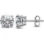 18K Gold Plated 925 Sterling Silver Stud Earrings Simulated Diamond Round CZ Ear Studs 18K Gold Plated 925 Sterling Silver Stud Earrings Simulated Diamond Round CZ Ear Studs