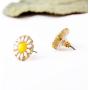 Peony.T Womens Daisy Flower Necklace Gold Chain Collar Necklace Earring Stud Set Mum Gift Jewelry Set