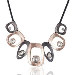 Big Chunky Necklaces for Women Black Leather Chokers Necklace with Crystal Pendant Jewelry