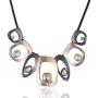 Big Chunky Necklaces for Women Black Leather Chokers Necklace with Crystal Pendant Jewelry