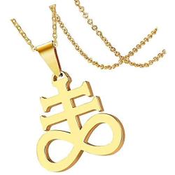 COMTRUD Leviathan Satanic Cross Necklace Stainless Steel Satan Pendant, Religions Jewelry for Men Women