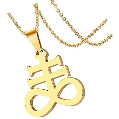 COMTRUD Leviathan Satanic Cross Necklace Stainless Steel Satan Pendant, Religions Jewelry for Men Women