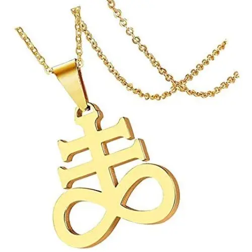 COMTRUD Leviathan Satanic Cross Necklace Stainless Steel Satan Pendant, Religions Jewelry for Men Women