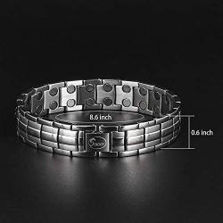 Titanium Magnetic Bracelet,Magnetic Therapy Titanium Magnetic Bracelet for Pain Relief Magnetic Bracelet Men (Silver)