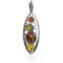 Ian and Valeri Co. Multicolor Amber Sterling Silver Contemporary Designer Pendant Necklace Chain 18'' Ian and Valeri Co. Multicolor Amber Sterling Silver Contemporary Designer Pendant Necklace Chain 18''