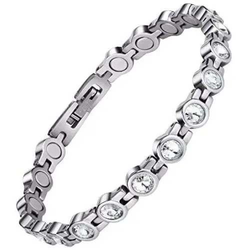 Magnetic Bracelet for Women,Beauty Therapy Titanium Steel Magnetic Bracelets Pain Relief Bracelets Magnetic Clasp Women Free Link Removal Tool (White) … Magnetic Bracelet for Women,Beauty Therapy Titanium Steel Magnetic Bracelets Pain Relief Bracelets Magnetic Clasp Women Free Link Removal Tool (White) …