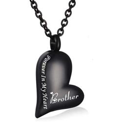 CHISMORL Black Stainless Steel Ashes Holder Memorial Urn Necklaces Pendant Heart Cremation Keepsake Jewelry-Forever in My Heart