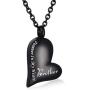 CHISMORL Black Stainless Steel Ashes Holder Memorial Urn Necklaces Pendant Heart Cremation Keepsake Jewelry-Forever in My Heart