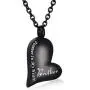 CHISMORL Black Stainless Steel Ashes Holder Memorial Urn Necklaces Pendant Heart Cremation Keepsake Jewelry-Forever in My Heart