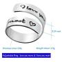 RAMESON Engraving Ring Inspirational Jewelry Stainless Steel Adjustable Wrap Twist Ring Encouragement Gift for Women Teens Girls