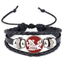 DIYthinker Year of Rat Animal China Zodiac Pattern Bracelet Braided Leather Rope Bead Wristband