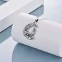 POPLYKE Sterling Silver Wolf Necklace Gifts for Women Celtic Knot Wolf Moon Pendant Necklace Jewelry for Men Girls 18+2
