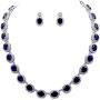 Lavencious Tennis Oval Necklace & Earrings Jewelry Set AAA Cubic Zirconia Rhodium Plated