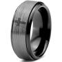 Tiny Hearts Cross Christian Ring - Tungsten Band 8mm - Men - Women - 18k Rose Gold Step Bevel Edge - Yellow - Grey - Blue - Black - Brushed - Polished - Wedding - Gift Dome Flat Cut