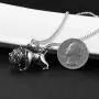 HZMAN Pet Jewelry 3D Bulldog Stainlss Steel Pendant Dog Necklace