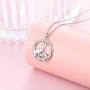 DAOSHANG 925 Sterling Silver I Love You Mom Elephant Mother Daughter Round Pendant Necklace for Women Animal Jewelry Gift