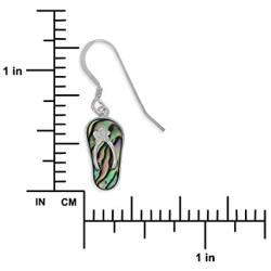 Sterling Silver Abalone Shell Slipper Flip Flop Dangle Earrings
