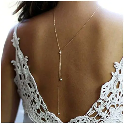 Yfe Back Necklace Pearl Backdrop Necklace Body Chain Jewelry for Women and Girls Bridal Jewelry(Gold) Yfe Back Necklace Pearl Backdrop Necklace Body Chain Jewelry for Women and Girls Bridal Jewelry(Gold)