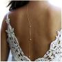 Yfe Back Necklace Pearl Backdrop Necklace Body Chain Jewelry for Women and Girls Bridal Jewelry(Gold)