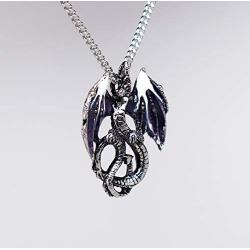 Mystical Purple Dragon Medieval Renaissance Pendant Necklace