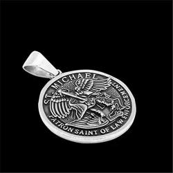 316L Stainless Steel Jewelry ST. MICHAEL Angle Necklace Saint Spirit Men Pendant With Chain（Send gift box）