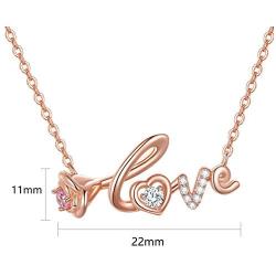 TANGPOET Heart Necklace for Women 18k Rose Gold Plated Infinity Love S925 Sterling Silver Cubic Zirconia Pendant Jewelry Gift for Teens Wife Couple