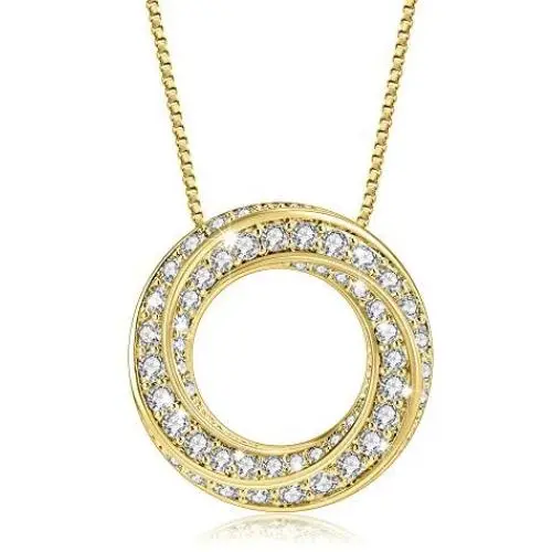 ZRU Circle Necklace, 18K Rose Gold & White Gold Plated, Round Pendant Necklaces for Women with Cubic Zirconia, Gifts for Valentines Day Birthday Anniversaries ZRU Circle Necklace, 18K Rose Gold & White Gold Plated, Round Pendant Necklaces for Women with Cubic Zirconia, Gifts for Valentines Day Birthday Anniversaries