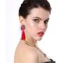Bohemian Long Flower Tassel Earrings For Women Trendy Crystal Silk Fabric Drop Dangle Tassel Earrings Wedding Fashion Jewelry