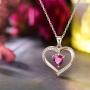 ✦Gifts for Mothers Day✦ Forever Love Heart Necklace Jewelry 18K White Gold/ Rose Gold Plated 925 Sterling Silver Birthstone Pendant Necklace with 5A Cubic Zirconia Birthday Gifts for Women and Girls