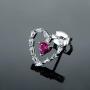 Creativity Ruby Love Heart Stud Earrings, White Gold Plated Hypoallergenic Earings for Girls and Women