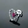 Creativity Ruby Love Heart Stud Earrings, White Gold Plated Hypoallergenic Earings for Girls and Women