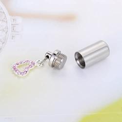 HooAMI Cremation Jewelry for Ashes CZ Crown Heart Charm Memorial Urn Necklace/Keychain Keepsake Pendant