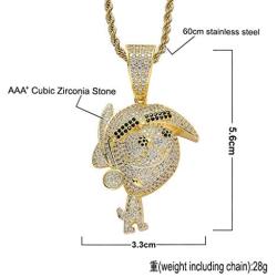 Moca Jewelry Hip Hop Iced Out Bling Timmy Pendent 18K Gold Plated Chain Necklace for Men Women