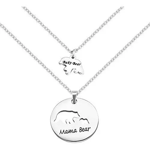 Zuo Bao Mama Bear and Baby Bear Necklace Set Mother Daughter Necklace Mom Jewelry Zuo Bao Mama Bear and Baby Bear Necklace Set Mother Daughter Necklace Mom Jewelry