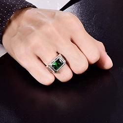 Merthus Antique Style Jewelry Synthetic Black Spinel Mens 925 Sterling Silver Wedding Band Ring