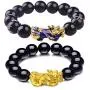 COLORFUL BLING 2Pcs Feng Shui Amulet Beads Obsidian Bracelets Pi Xiu Pi Yao Hand Carved Mantra Bracelet for Women Girls Attracts Fortune Wealth Prosperity Jewelry COLORFUL BLING 2Pcs Feng Shui Amulet Beads Obsidian Bracelets Pi Xiu Pi Yao Hand Carved Mantra Bracelet for Women Girls Attracts Fortune Wealth Prosperity Jewelry