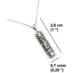 MYSTIC JEWELS by Dalia – 925 Sterling Silver Hamsa Fatima Hand Mezuzah with Sterling Silver Chain