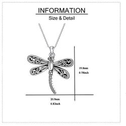 ONEFINITY Dragonfly Necklace 925 Sterling Silver Dragonfly Pendant Necklace Cute Dragonfly Jewelry for Women Men